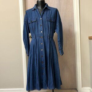 Vintage OMO Norma Kamali Denim Dress - Vintage Size 12 - No Belt